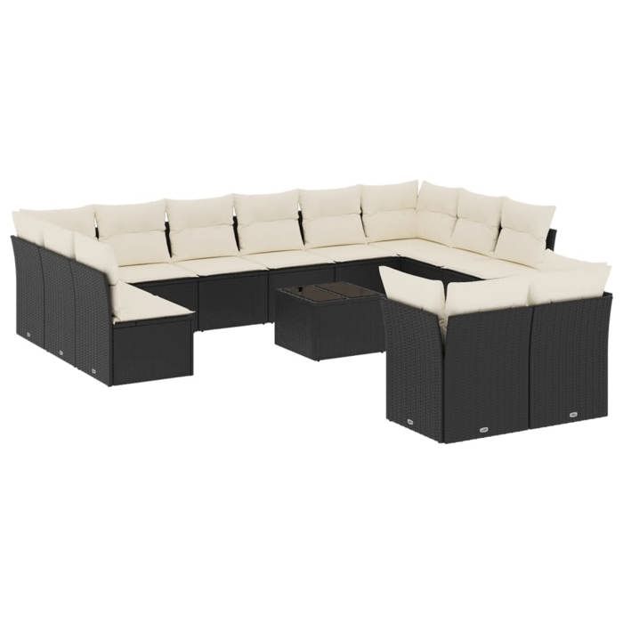 VidaXL Garden Lounge Set with Cushions 13 Pcs Black Braided Resin 3218436