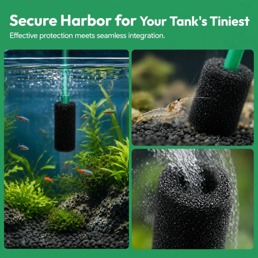 20Pcs Black Aquarium Intake Sponge Guard Fish Tank Filtration System