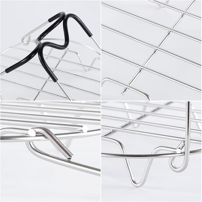 Steamer Rack Trivet with Heat Resistant Silicone Handles Stainless Steel Steam Rack Pressure Cooker Trivet JT429