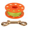 Diving Finger Reel Scuba Reel with Double End Hook 30m Fluorescent Green Line for Underwater Sports Orange