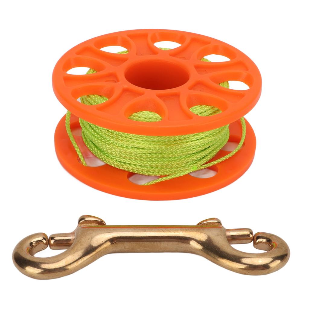 Diving Finger Reel Scuba Reel with Double End Hook 30m Fluorescent Green Line for Underwater Sports Orange