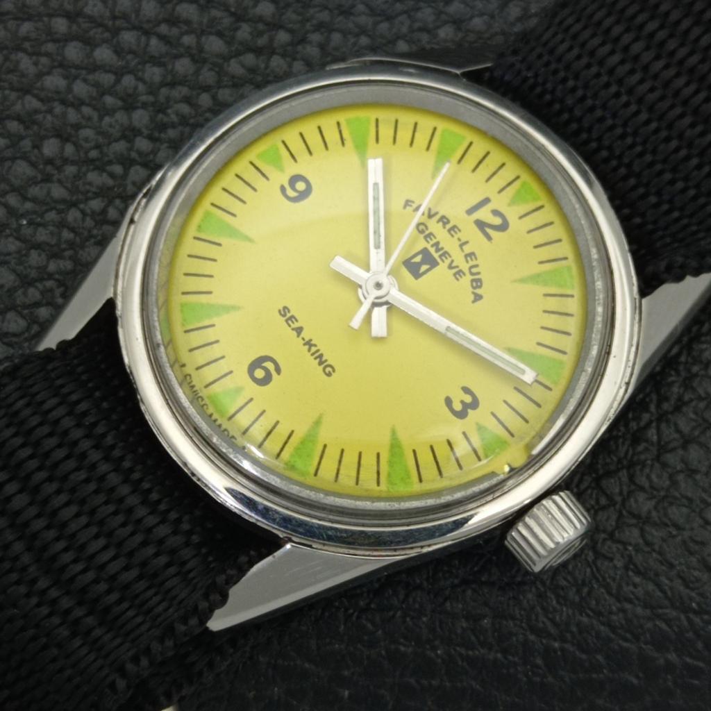 VINTAGE FAVRE LEUBA SEA KING 101 HAND-WINDING SWISS MENS YELLOW WATCH a702001-5 R208-a702001