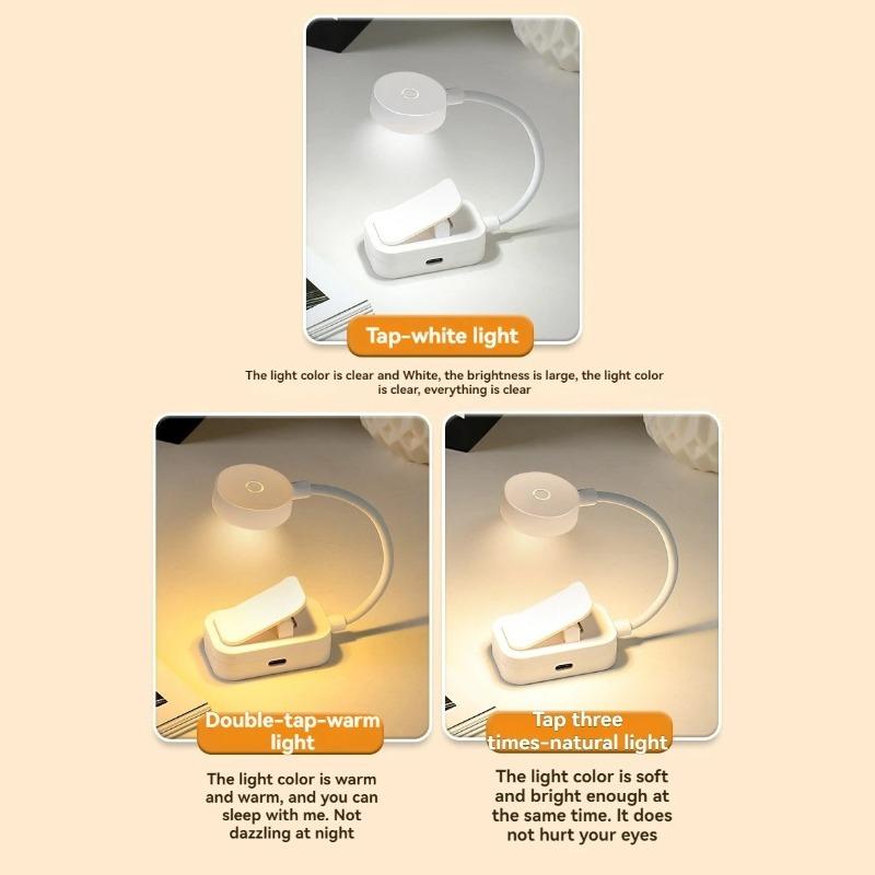Mini USB Rechargeable Clip‑on LED Reading Light, 3 Modes Adjustable Portable Book Lamp for Bedroom & Travel