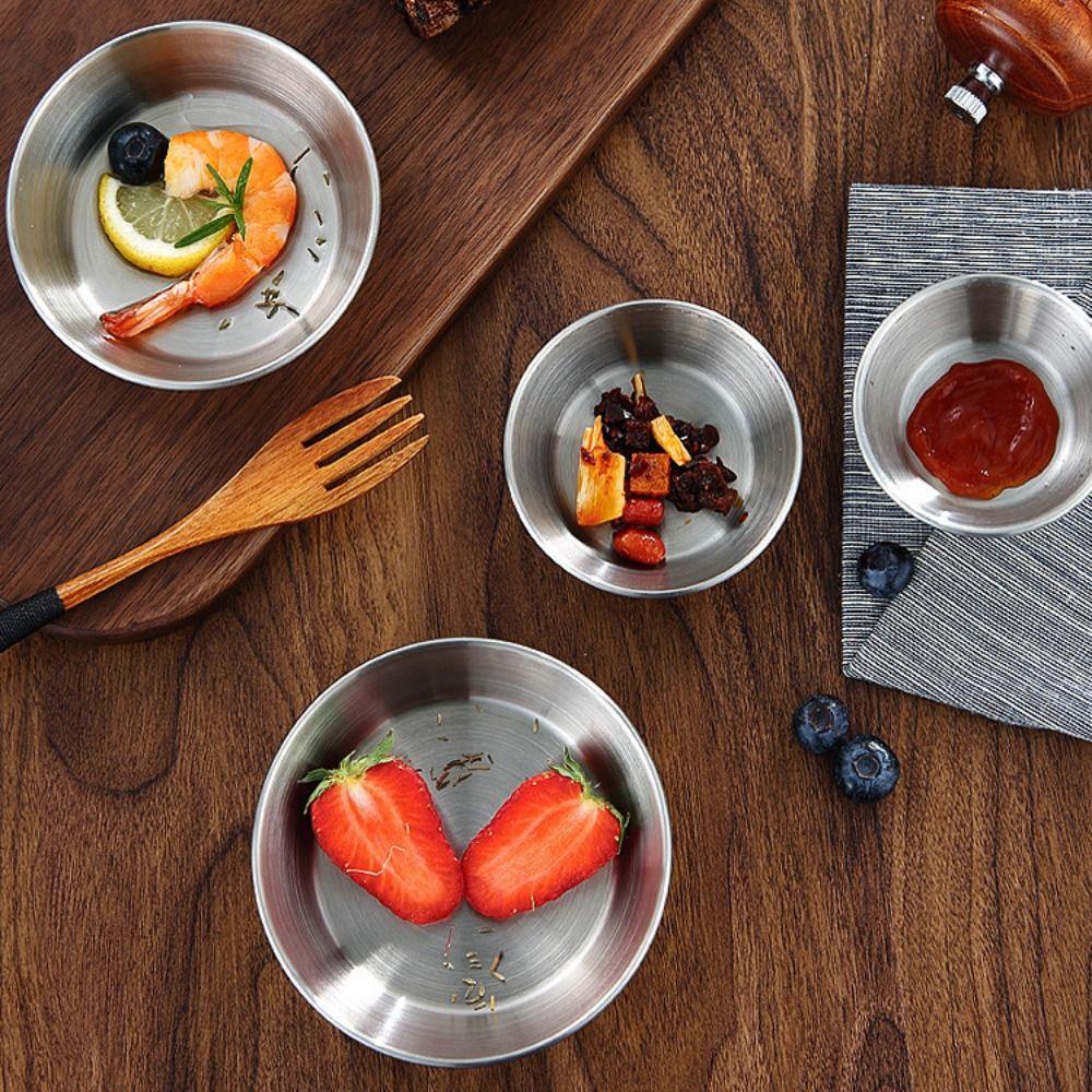 3pcs Stainless Steel Barbecue Sauce Cup Thickening Seasoning Dish Korean Sauce Dish  Kitchen