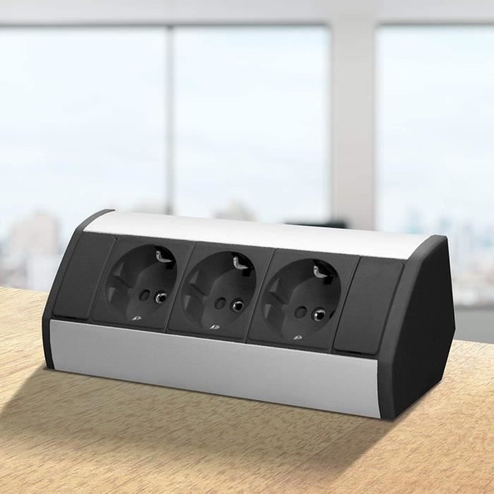 Orno gm-9001-(gs) multiprise electrique d\'angle idéal pour cuisine bureau et plan de travail montage en saillie à 45° 3680w - ty