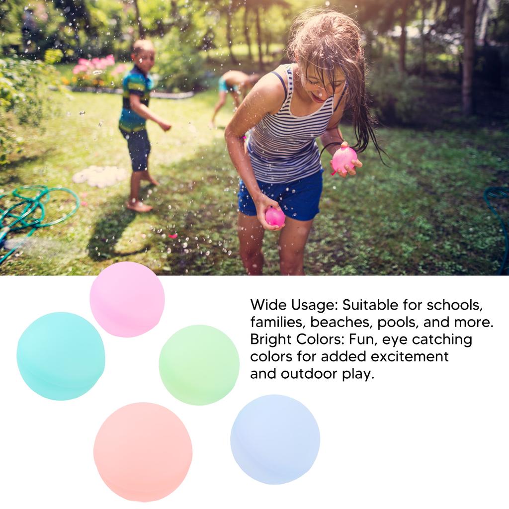 15PCS Water Balloon Balls Water Splash Bombs Reusable Quick Refillable Self Sealing Snap On Soft Silicone Water Balloon Toy for Pool Water Games Party