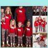 Adorable Christmas Family Pajama Set Fleece Animal Print Red Long Sleeve