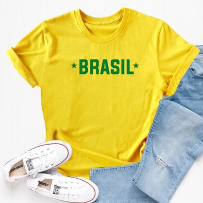 Koszulka Brazylia Damska Unisex Koszulka Brazylia Koszulka z Nadrukiem Litery Brazylijskie Portugalski Proszę Bawełna Krótki Rękaw Koszulki Estetyczne Ubrania