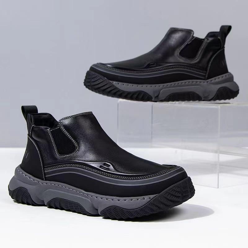 Spring new men's handmade online casual leather shoes men's retro big head foot cover thick bottom breathable leather shoes men