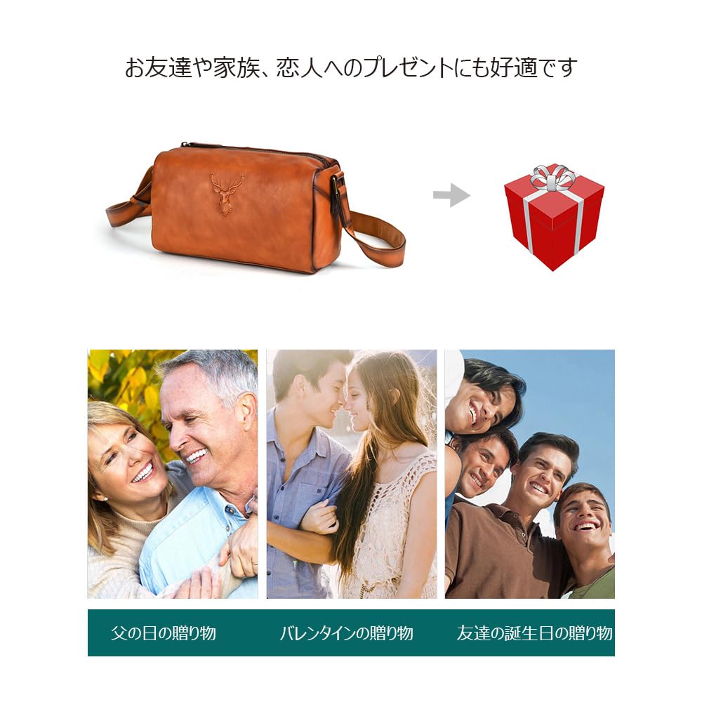 Whatna Antique-Style Tanned Natural Cowhide Leather Shoulder Bag for Men, Mini Crossbody Bag, Chest Bag, Small Business Bag, Fits iPad Mini, Shoulder