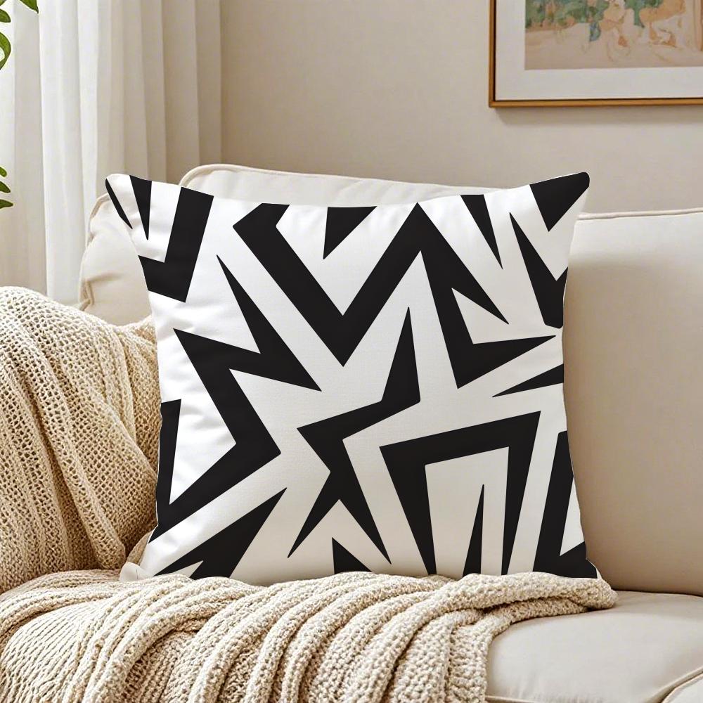 Minimalist Black and White Geometric Lines Cushion Cover Pillowcase Antidustmite Living Room Sofa Decor Cushion Room