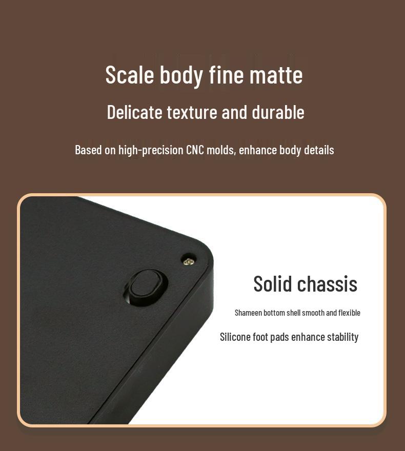 Smart Rechargeable Coffee Scale: 3kg Capacity, Accurate To 0.1g, Fast Charging, Timer-Enabled for Home and Kitchen Use.