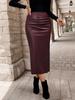 Women's PU Leather Midi Skirt - Fashionable, Elegant, All-Season Versatile Skirt