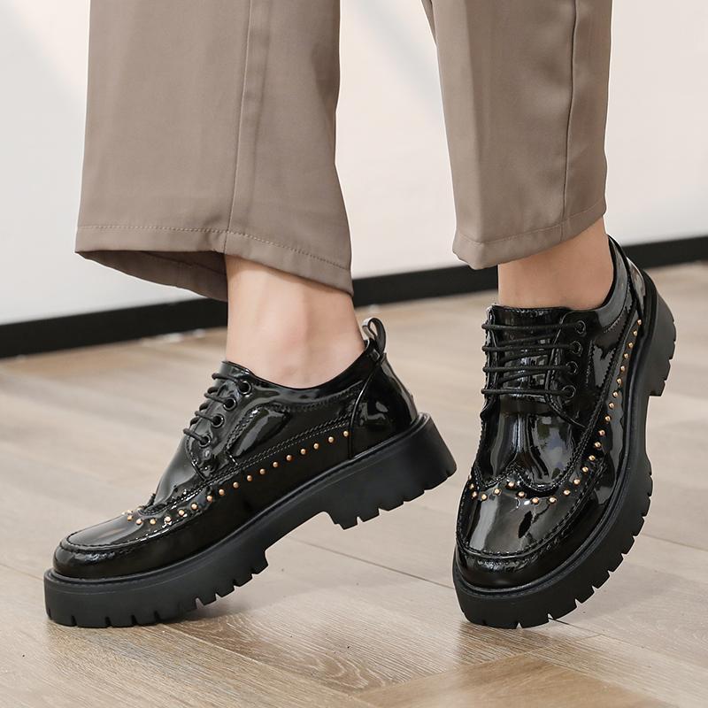 Fashion High Quality Men Artificial Leather Platform Oxfords Shoes Luxury Lace-Up Thick Soled Male Shoes Fashion Street Men Casual Shoes