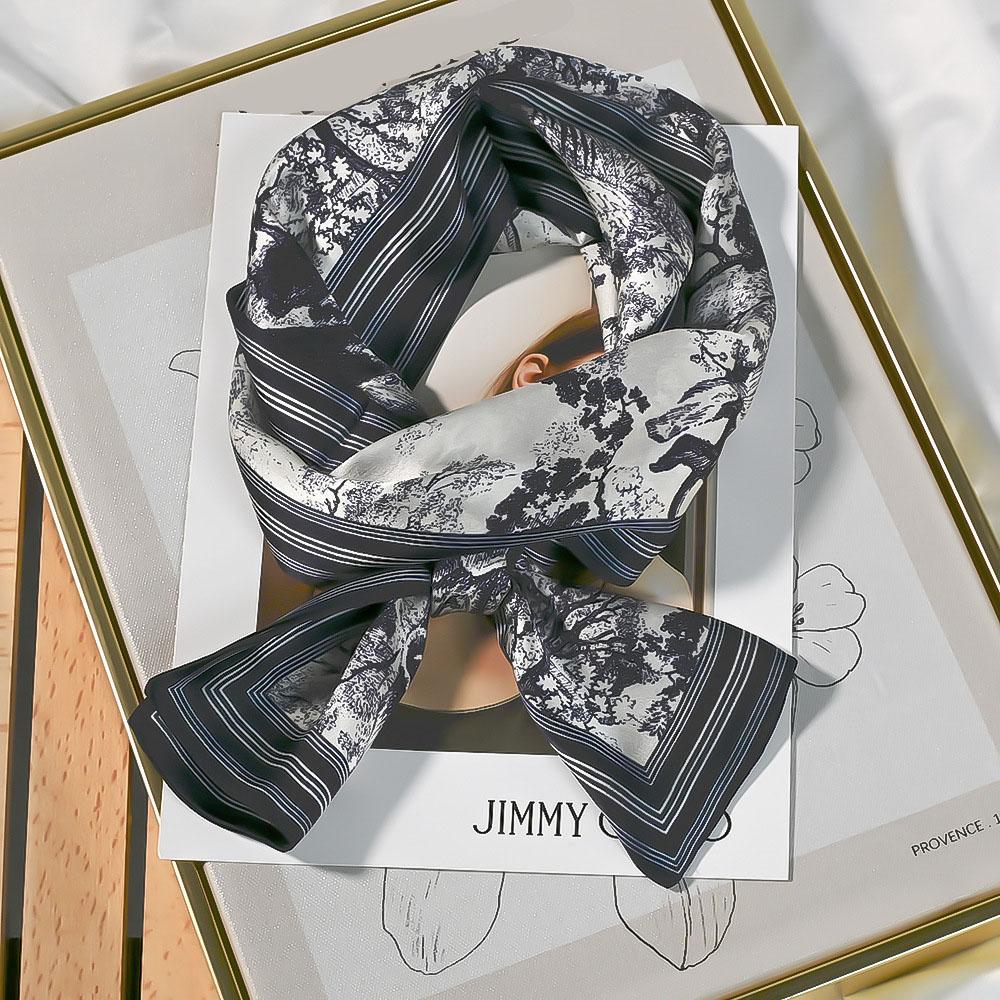 16*145CM 100% Mulberry Silk Scarf Double-Layer Double-Sided Long Narrow Ribbon Scarf Spring Summer Neck Scarf & Hair Tie