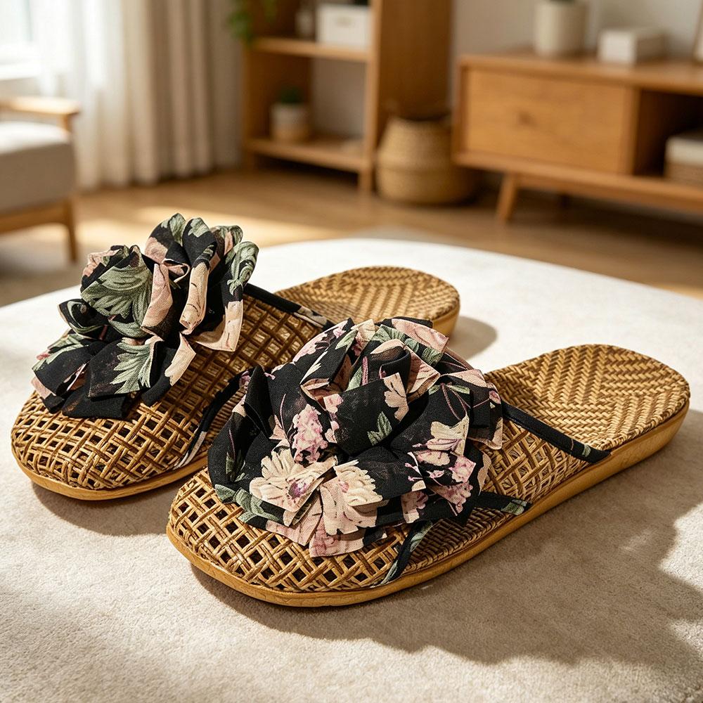 Womens Summer Slippers Sandal Fashion Linen Flip Flops Comfortable Casual Beach Shoes