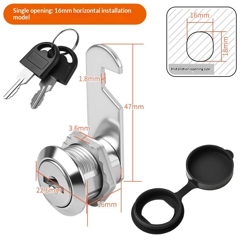 Zinc Alloy Cam Lock With Waterproof Cover Cabinet Drawer Mailbox Latch Lock With 2 Keys For Furniture