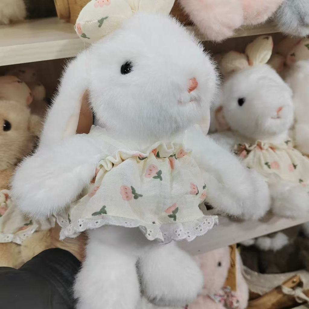 Plüsch Hasenpuppe mit Blumenkleid für Kindergeburtstag und Weihnachtsgeschenk