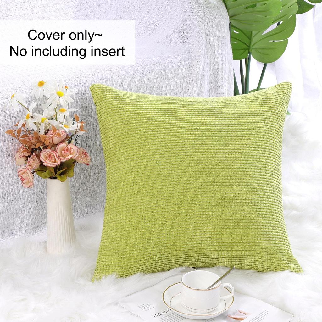 Uxcell Washable Velvet Cushion Nordic Style Toss Car Corn Stripe 65x65cm Cover, Pillowcase, Pillowcase, Sofa, Chair, Room, Decor, Green,
