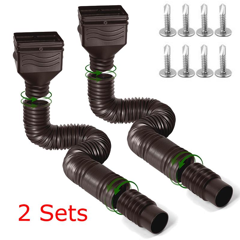 2 sets of foldable and easy to install retractable rainwater drainage pipes are durable and long-lasting