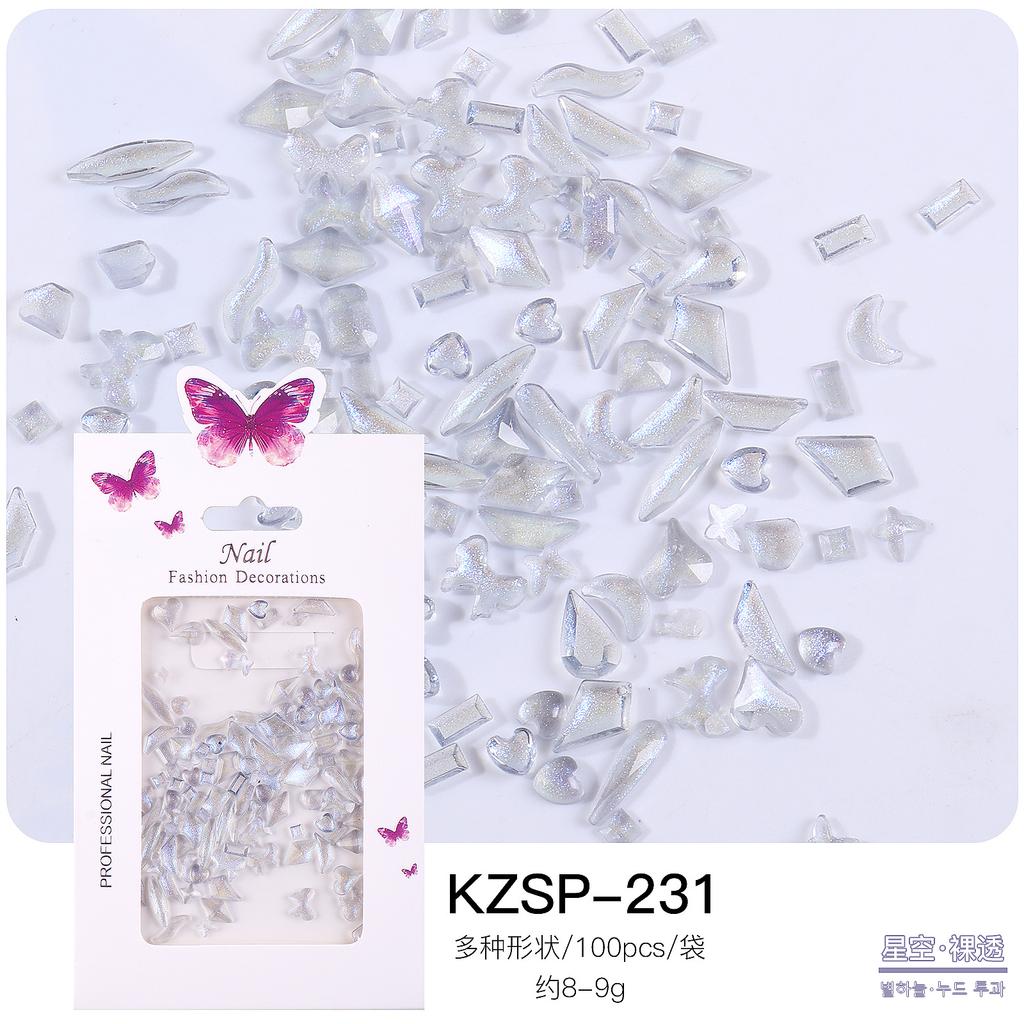 Bagged Flat Bottom Special-Shaped Diamond Nail Art Jewelry Aurora Color Abs Resin Diamond Nail Art Diamond Jewelry