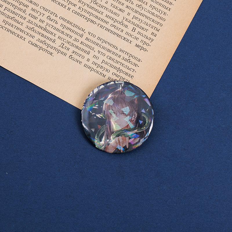 Code Iris Fanmade Silver Glitter Badge (44mm): Fu Rong, Zuo Ci, Sun Ce, Liu Bian Designs