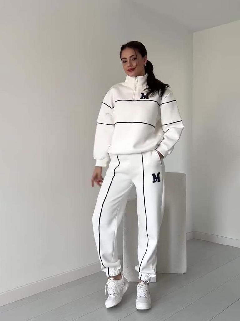 2024 Autumn Color Block Sporty Fashion Loose Set
