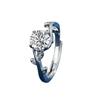 Fashionable And Minimalist Four Claw Full Diamond Women'S Engagement Ring Silver Zircon Adjustable Women'S Ring