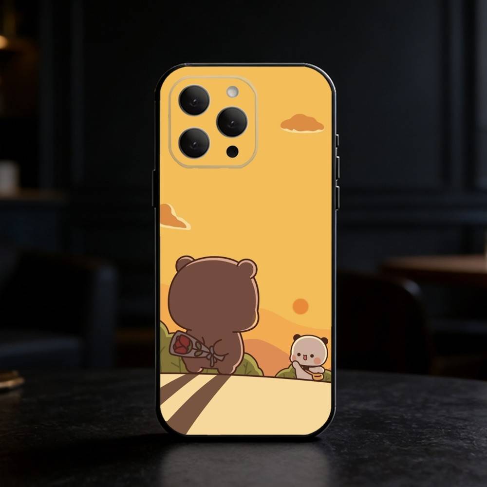 Cute BuBu DuDu Phone Case For iPhone 17,16,15,14,13,12,11 Plus,Pro,Max,Mini Silicone black Soft Cover