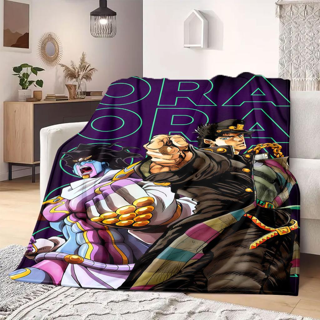 JOJO anime Flannel Blanket Warm,Comfortable,Suitable for Bedrooms,Sofas,Beds,Chairs,Picnics,Travel