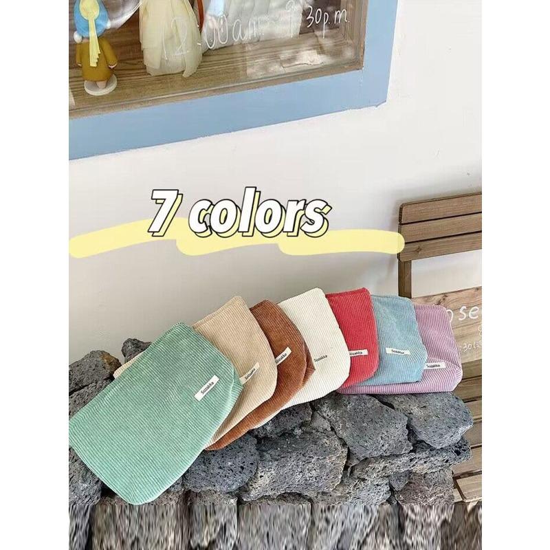 Large Capacity Corduroy Cosmetic Bag Raspberry Pink, Multiple Purpose Storage Bag