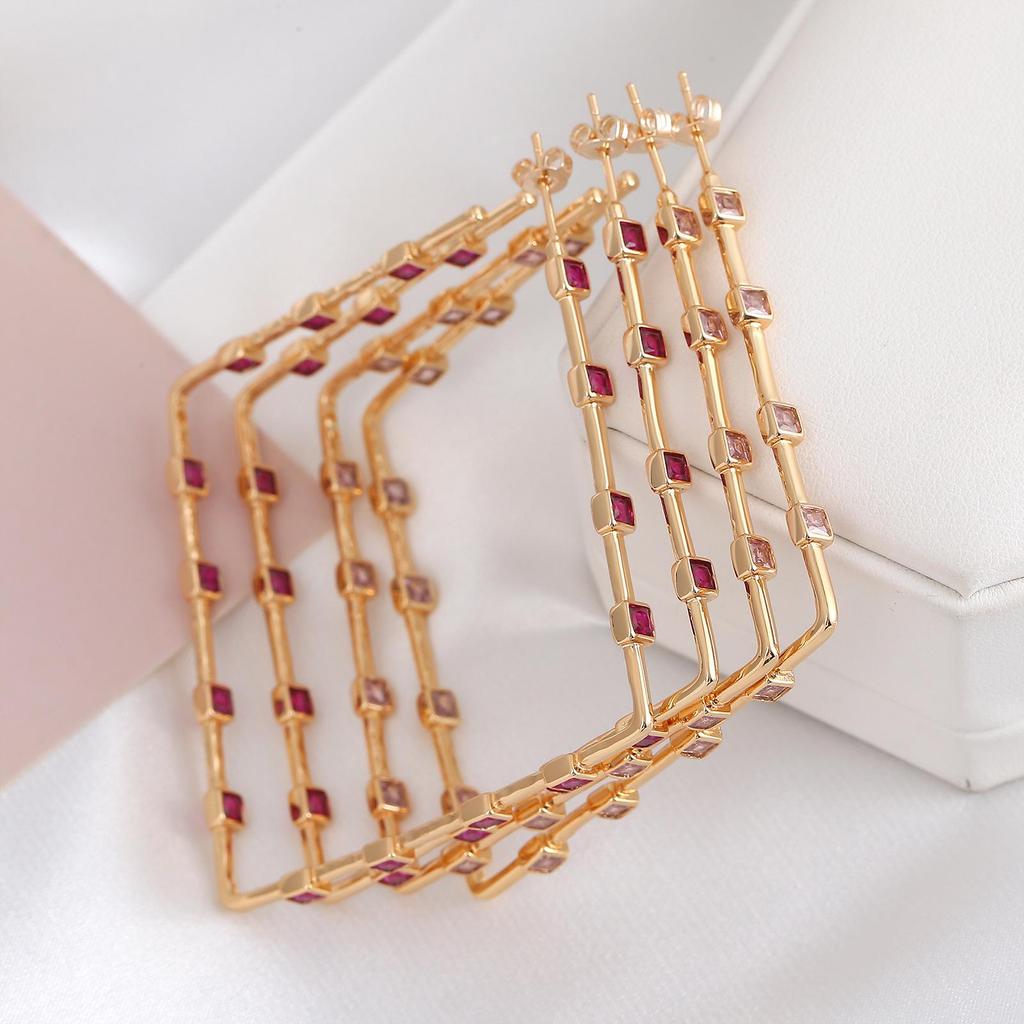 European & American 6CM Large Square Hoop Earrings - Bold Geometric Design, Statement Stud Earrings for a Unique, Chic Look