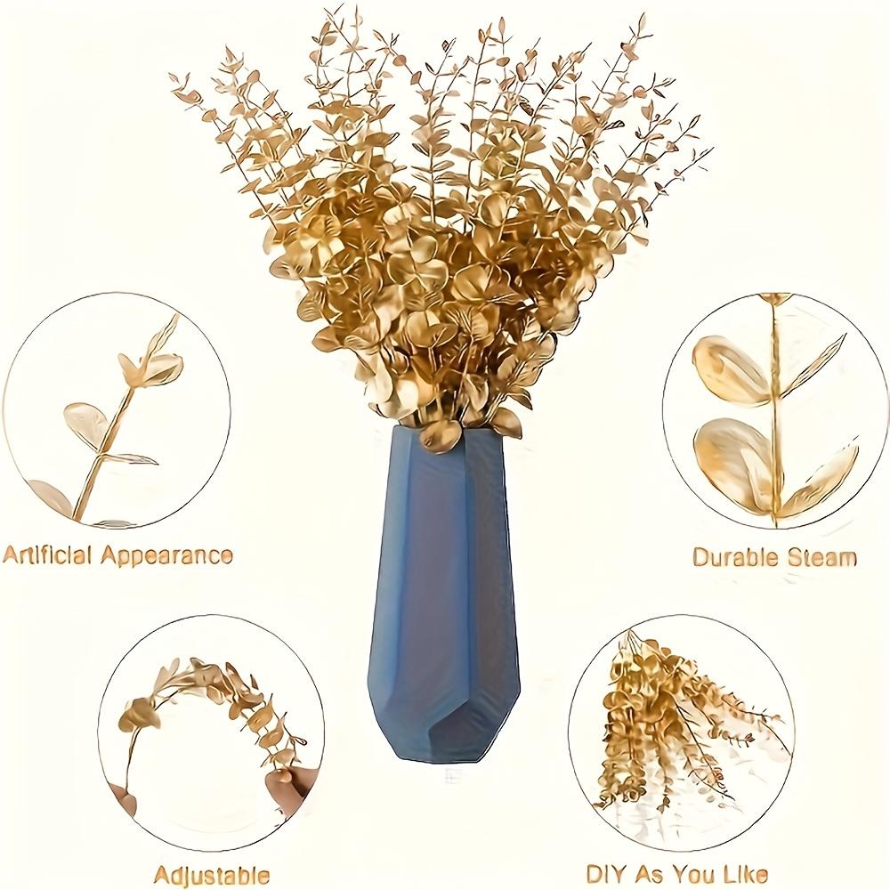 10/20pcs Golden Eucalyptus Artificial Flowers Christmas Home Decor Weddings Birthdays Office Desk Decoration Artificial Plants