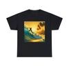 Unisex Adult T Shirt Surfing Beach Art Ocean African American Tropical Summer