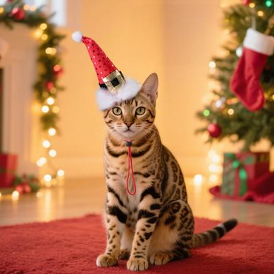 Vánoční čepice pro mazlíčky Kočky Červená vánoční čepice Čepice Santa s třpytivými puntíky pro kočky a psy Slavnostní převlek Fotografická rekvizita