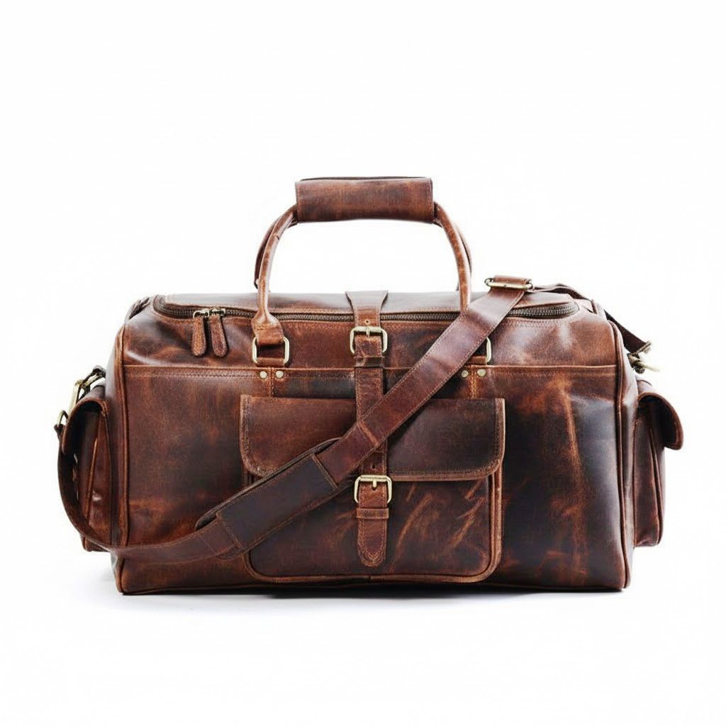Brown Leather Travel Gift Set For Men|Birthday Gifts Men|Guy Gifts|Mens Gift|Valentines Day Gift For Him|Handmade Duffle Bag