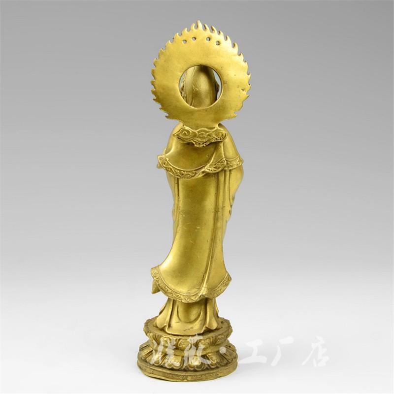 Bodhisattva Süsü Bakır Ev Mağazası Masaüstü Buda Heykeli Pirinç Ayakta Durma Ejderha Guanyin Bodhisat