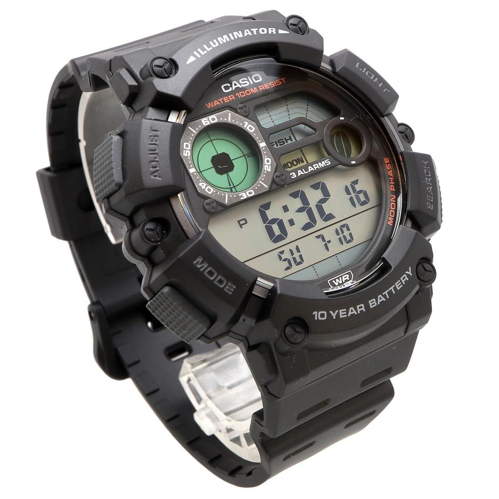 Casio Digital Men's Watch with Fishing and Moon Data Display, WS-1500H-1AV Black, Overseas Model [Parallel Import]