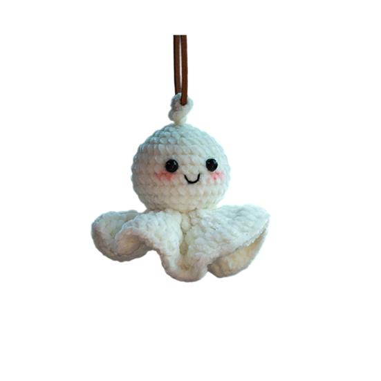 Crochet Sunny Doll Car Charm Handmade Knitted Car Rear View Mirror Hanging Ornaments for Automotive Interior Accessories
