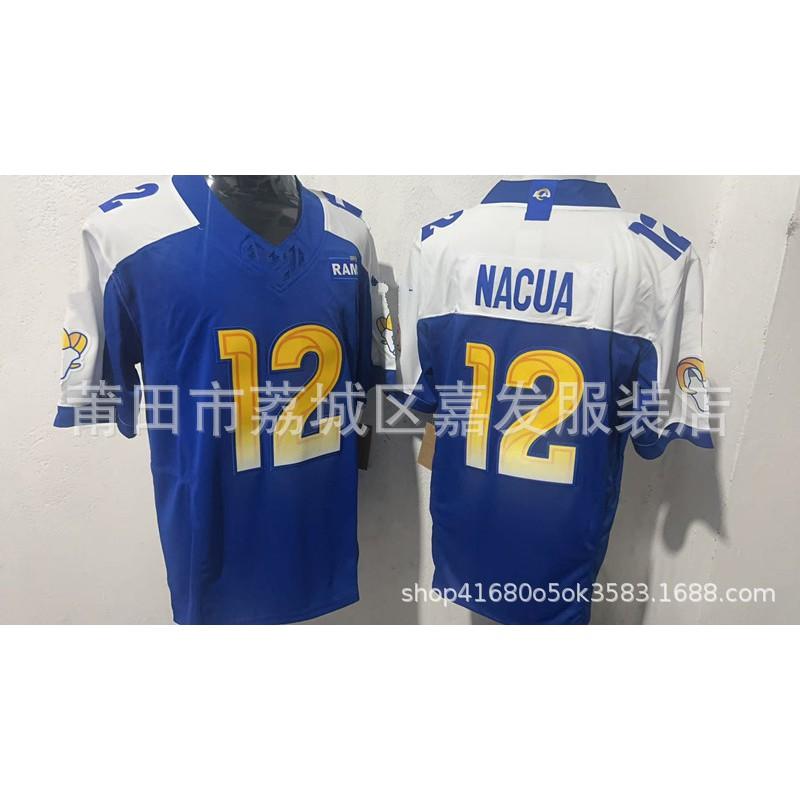Rugby Jersey Men Cotton Embroidered NFL Los Angeles Rams Puka Nacua 13 Fan Apparel Fall