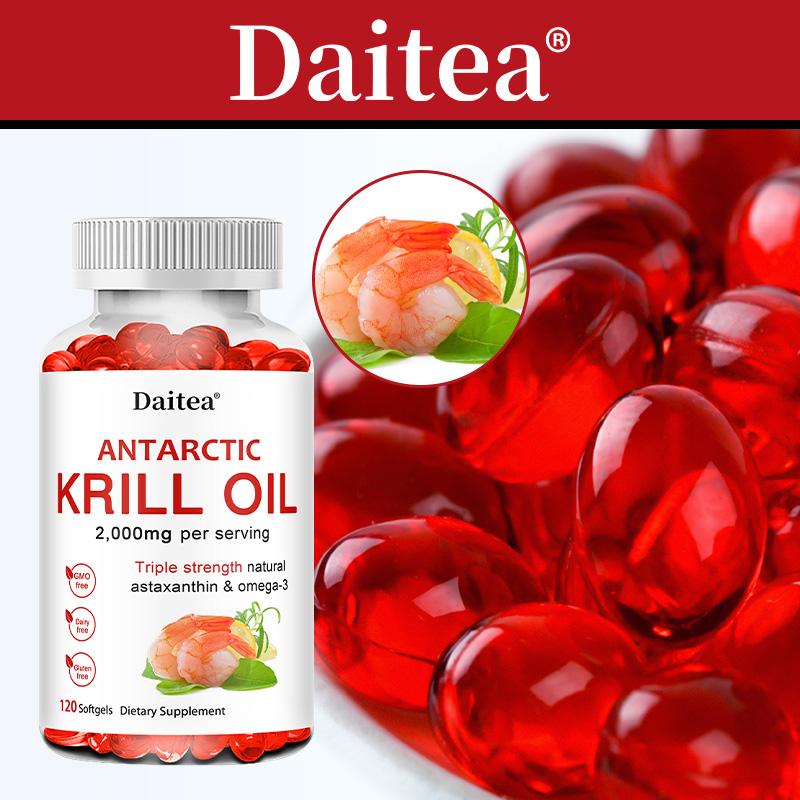 Olio di Krill Antartico Premium 2000mg Softgel con Astaxantina e Omega-3 per il Supporto Cardiovascolare e Articolare 120 Capsule