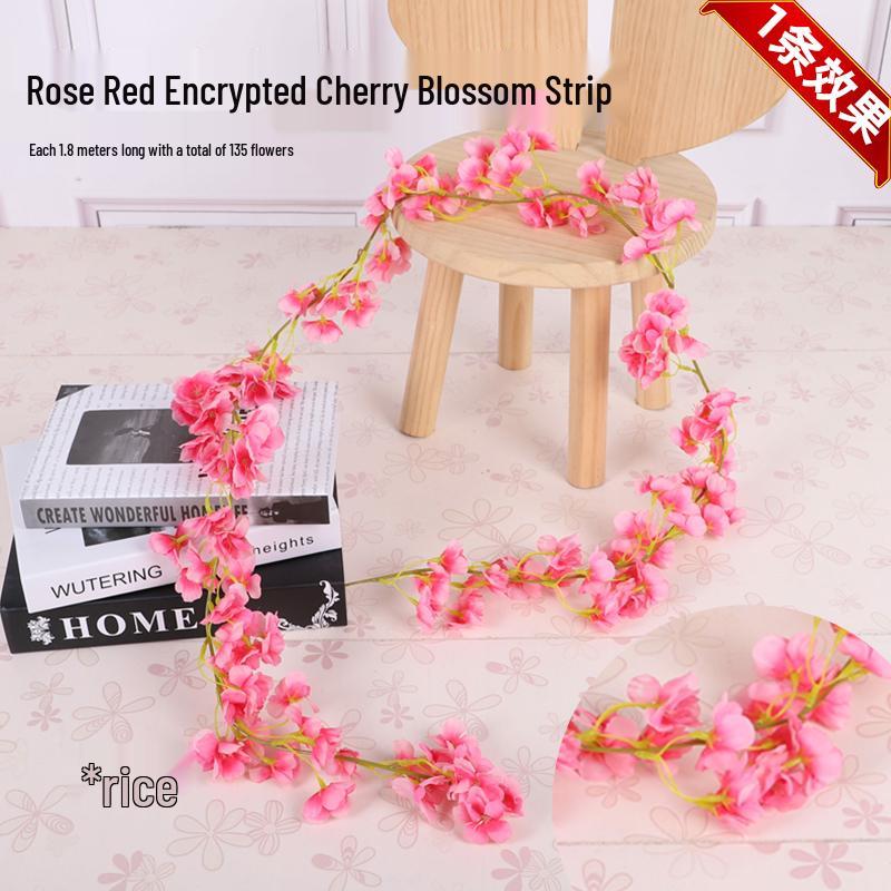 Artificial Cherry Blossom Vine: Indoor Ceiling Wedding Decoration, Rattan Pipe Cover