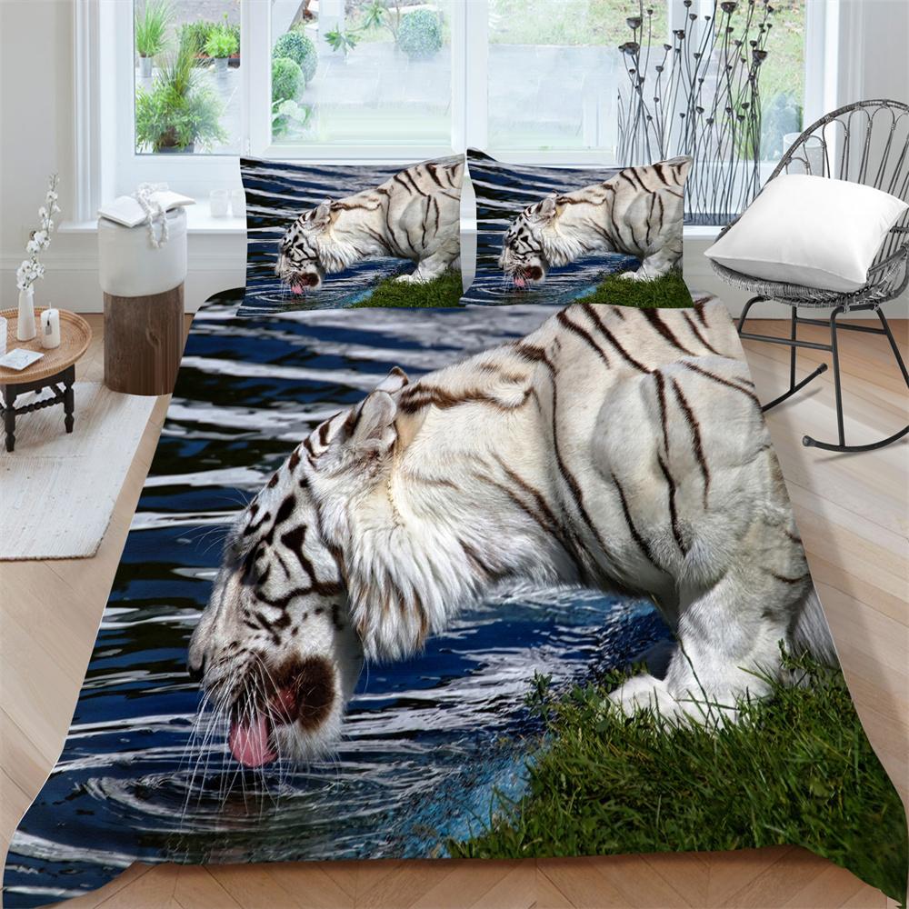2023 New style Bedding Sets Cool Pattern Bedclothes Tiger Print Duvet Cover Microfiber Quilt Cover King Size Stylish Bedroom Decor