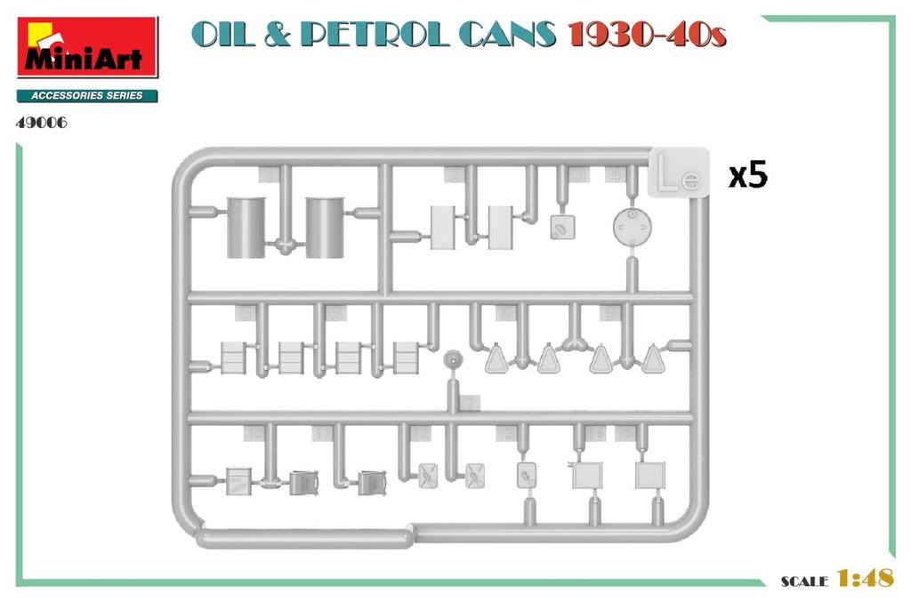 Miniart Oil and Gasoline Can Plastic Model MA49006 1/48 1930s-1940s