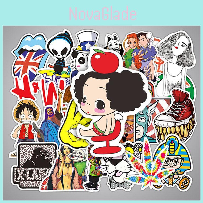 Vibrant 50pcs Vinyl Stickers For Skateboard Guitar Travel Case With Cool Designs