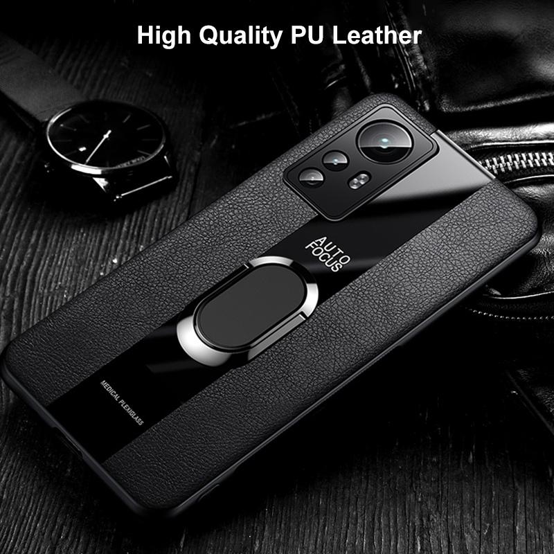 Ringholder Lærdeksel For Xiaomi Mi 12 Pro 12X 12S Ultra 12T Pro Deksel Silikon Telefondeksel For Poco X3 F5 Pro F3 F4 X4 GT