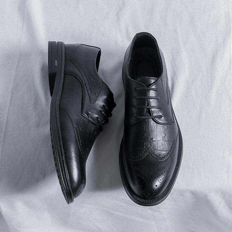 Lace-Up Business Brock Leather Shoes Men'S Engraved Retro Round Head Summer New 3228-R