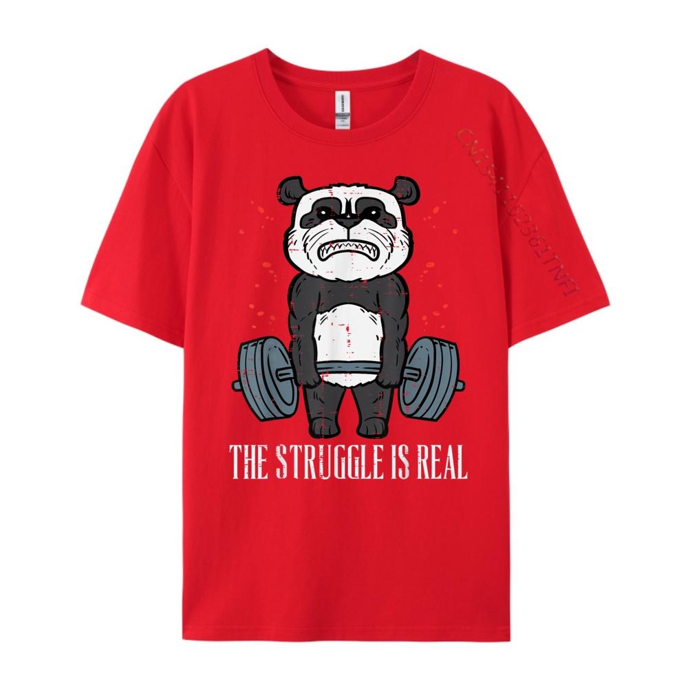 

Gym Panda Deadlift Struggle Real Workout Exercise Women Men Christian Tshirt Men Christmas England Style S