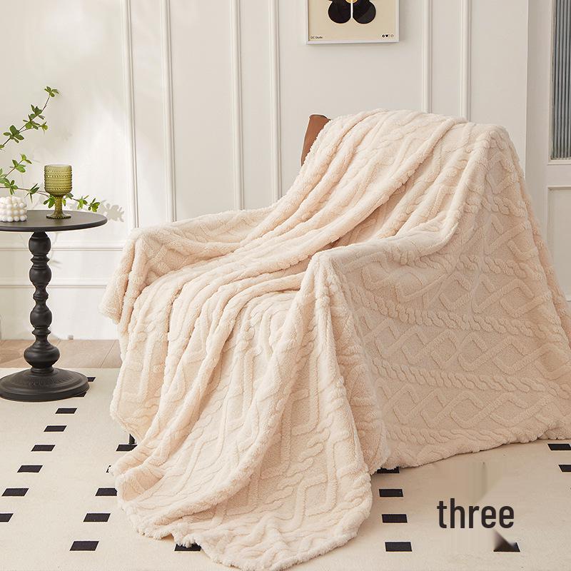 Jacquard Tuff Samtdecke - Korallenroter Samt Sofa, Büro, Haustier & Grenzüberschreitende Decke