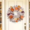 Herbstkranz Realistischer Kürbis-Blatt-Kranz Für Tür Kaminsims Wand Halloween Thanksgiving Feiertagsparty Mittelstücke